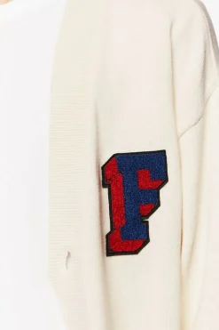 Letter Patch Cardigan Sweater