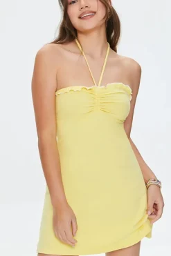 Lettuce-Edge Halter Mini Dress
