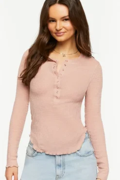 Lettuce-Edge Henley Thermal Tee