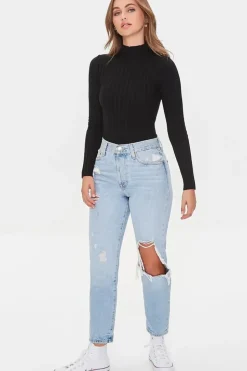Lettuce-Edge Mock Neck Bodysuit