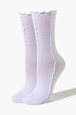 Lettuce-Edge Seamed Crew Socks