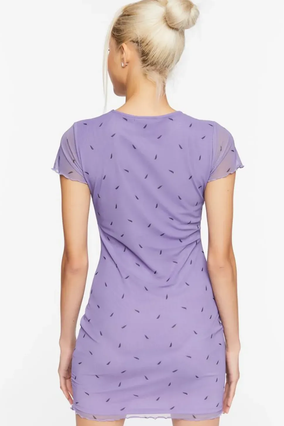 Lightning Bolt Print Mesh Mini Dress