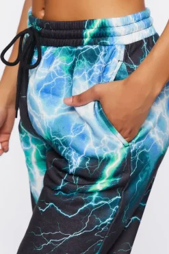 Lightning Print Drawstring Joggers