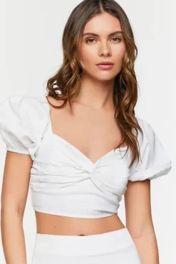 Linen-Blend Crop Top & Mini Skirt Set