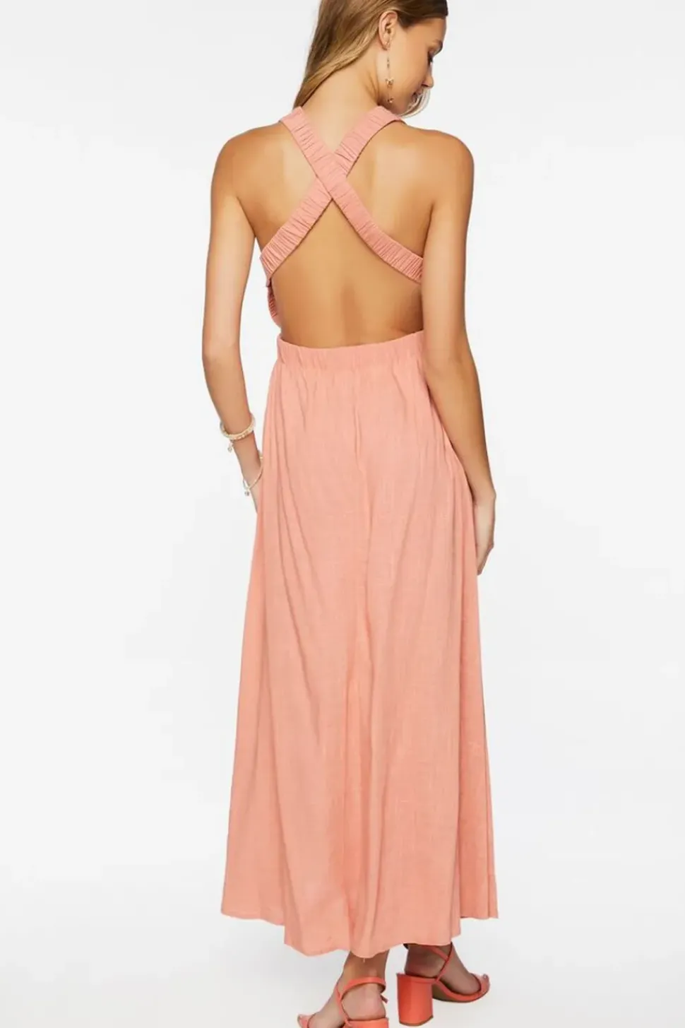 Linen-Blend Maxi Dress