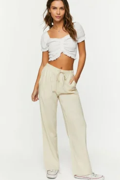 Linen-Blend Mid-Rise Pants