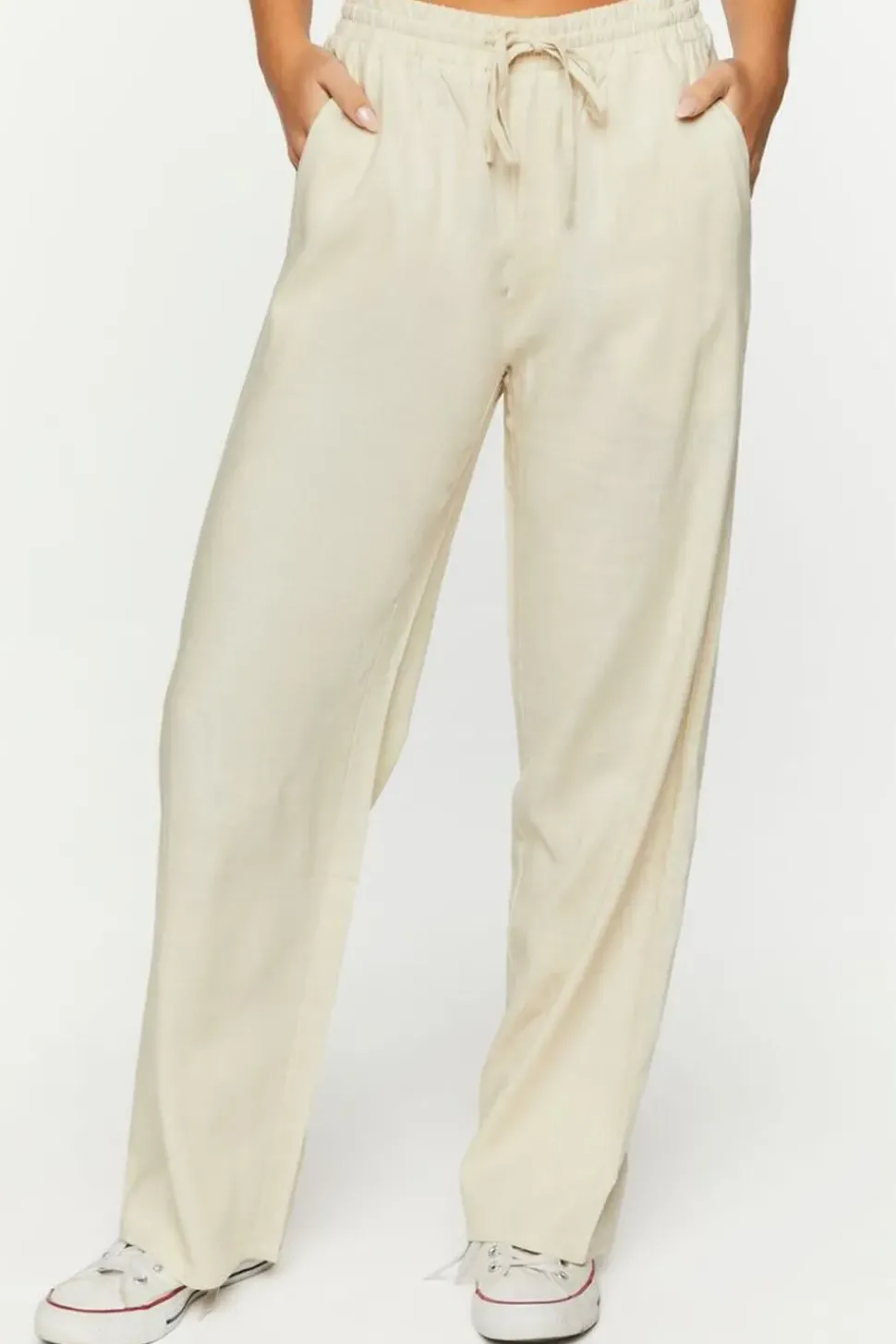 Linen-Blend Mid-Rise Pants