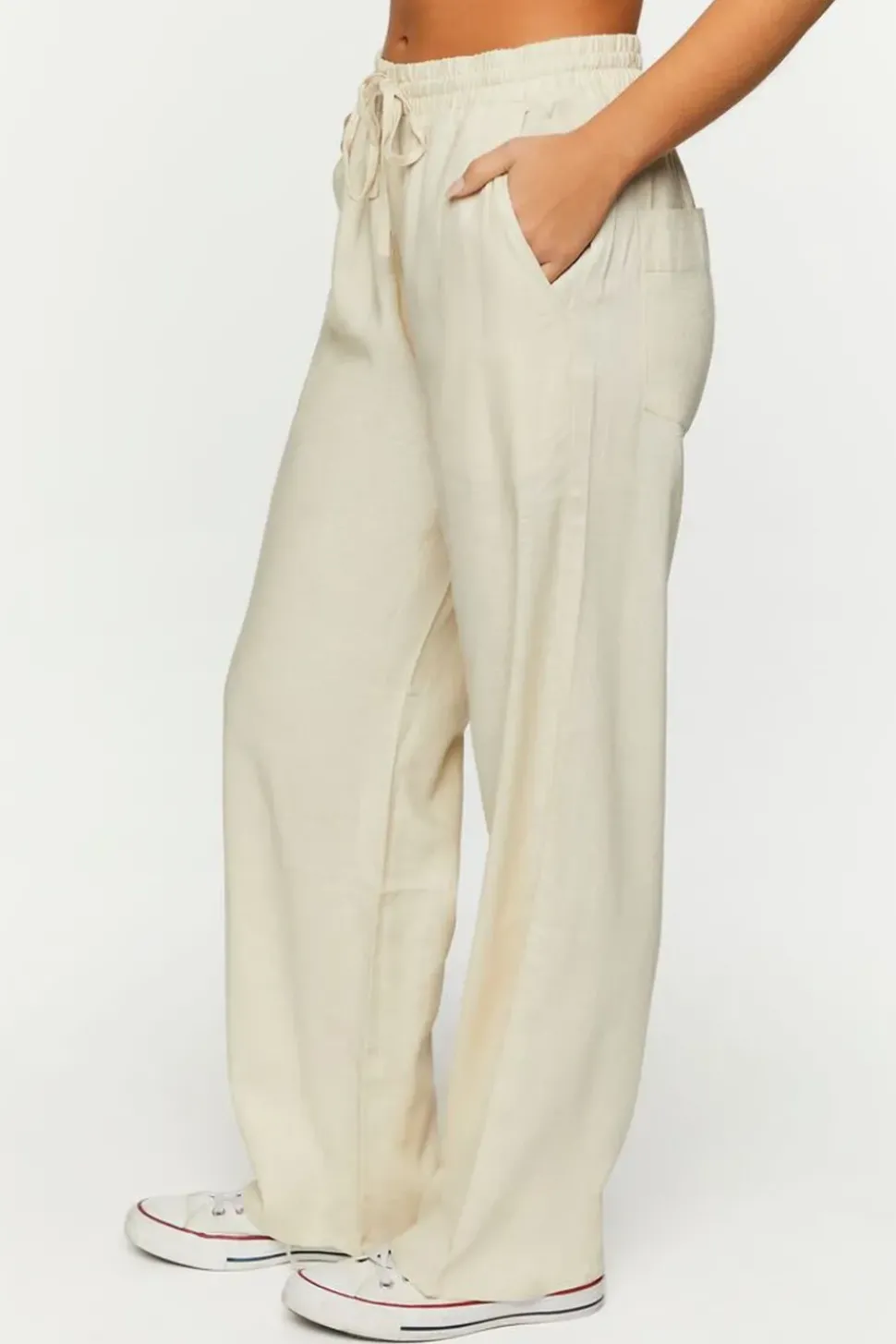 Linen-Blend Mid-Rise Pants