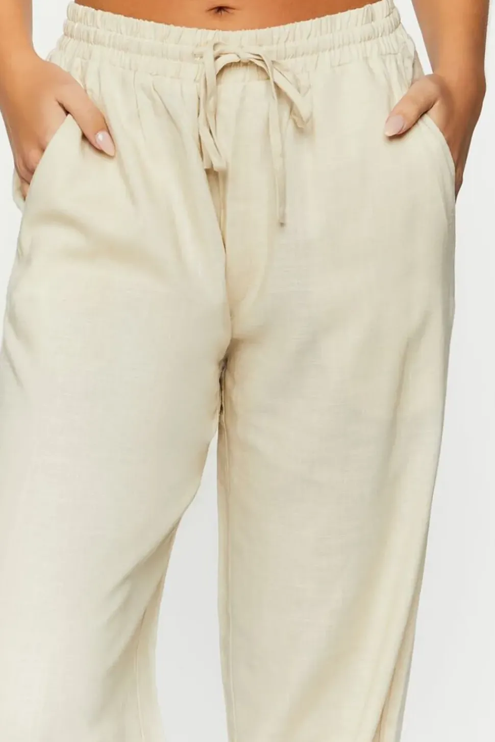 Linen-Blend Mid-Rise Pants