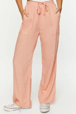 Linen-Blend Mid-Rise Pants
