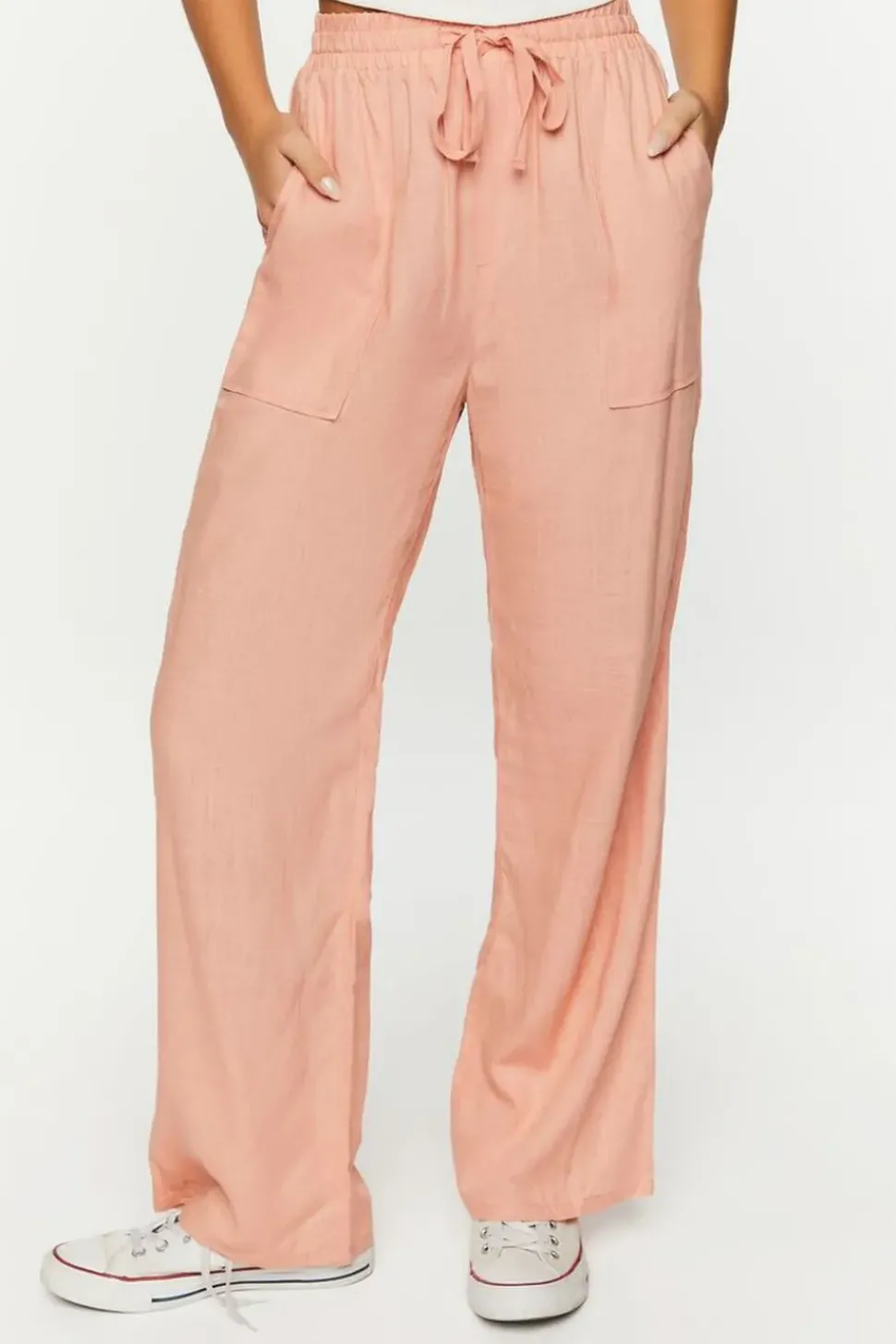 Linen-Blend Mid-Rise Pants