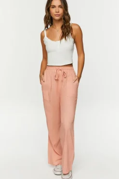 Linen-Blend Mid-Rise Pants