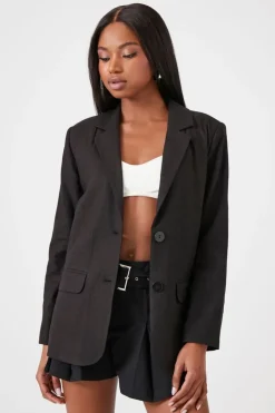 Linen-Blend Notched Blazer