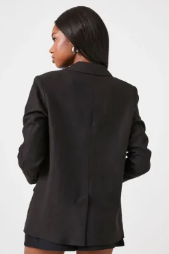 Linen-Blend Notched Blazer