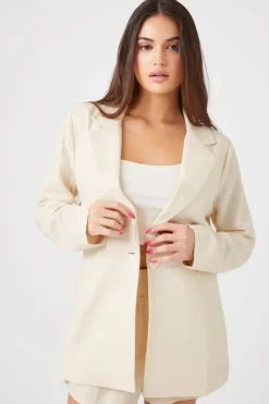 Linen-Blend Notched Blazer