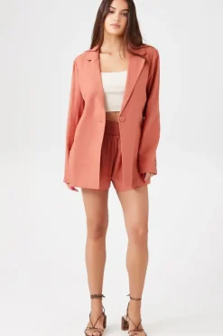 Linen-Blend Notched Blazer