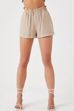 Linen-Blend Paperbag Shorts