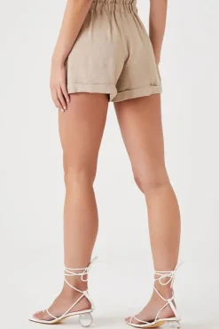 Linen-Blend Paperbag Shorts