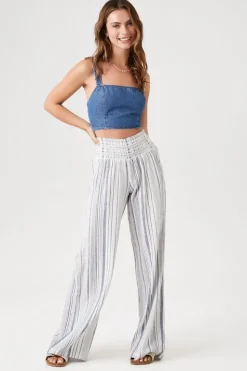 Linen-Blend Striped Pants