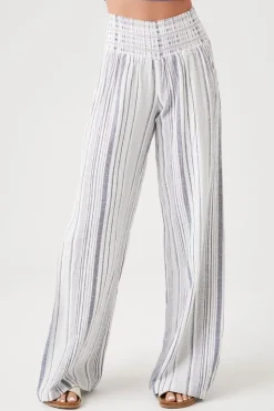 Linen-Blend Striped Pants