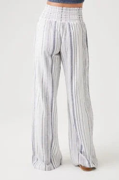 Linen-Blend Striped Pants