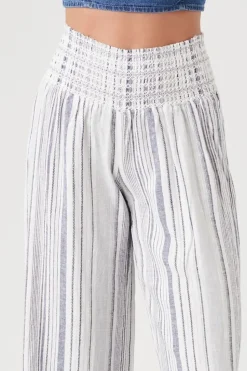 Linen-Blend Striped Pants