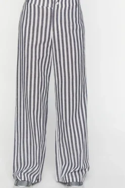 Linen-Blend Striped Wide-Leg Pants