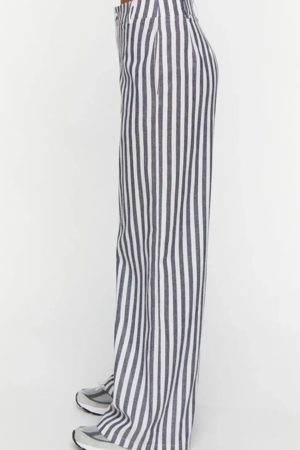 Linen-Blend Striped Wide-Leg Pants