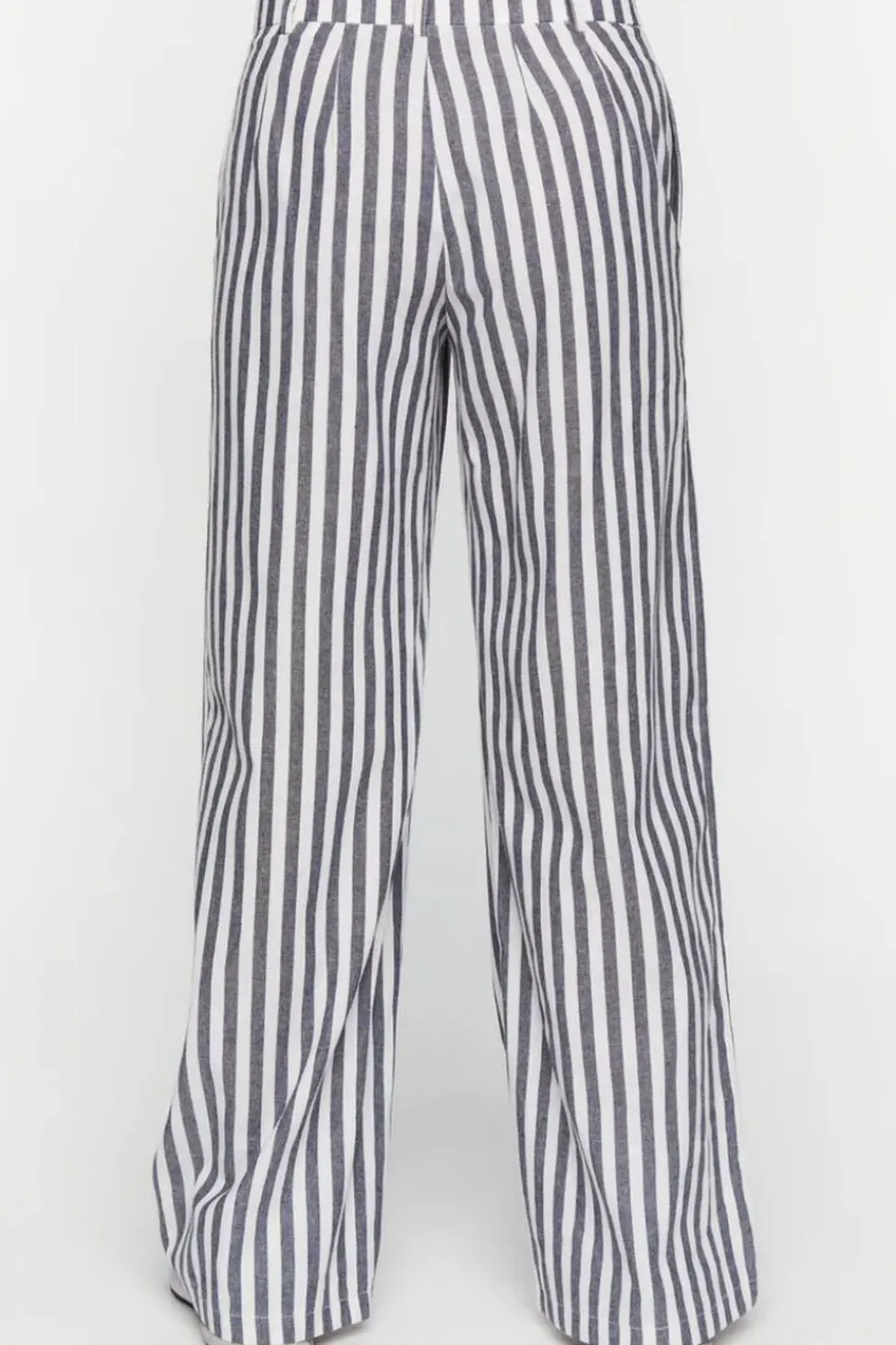 Linen-Blend Striped Wide-Leg Pants