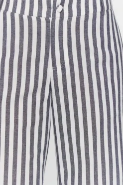 Linen-Blend Striped Wide-Leg Pants