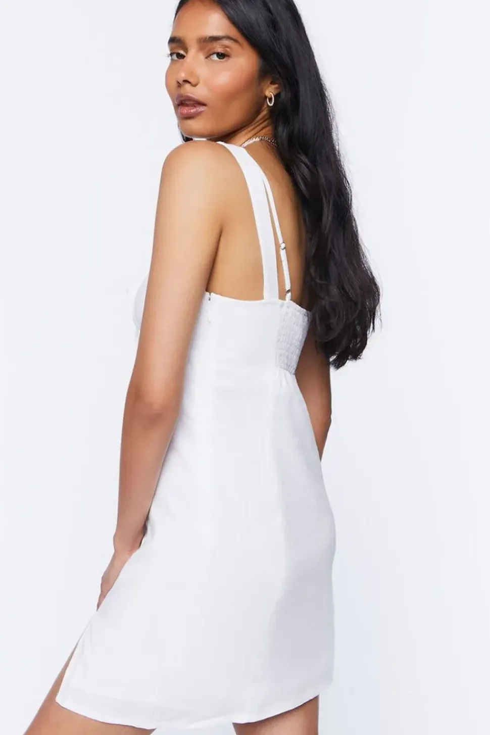 Linen-Blend Tie-Front Mini Dress