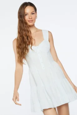 Linen-Blend Tiered Mini Dress