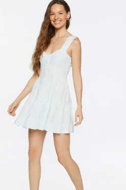 Linen-Blend Tiered Mini Dress