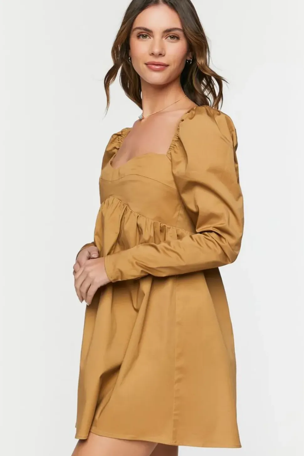 Long-Sleeve Babydoll Mini Dress