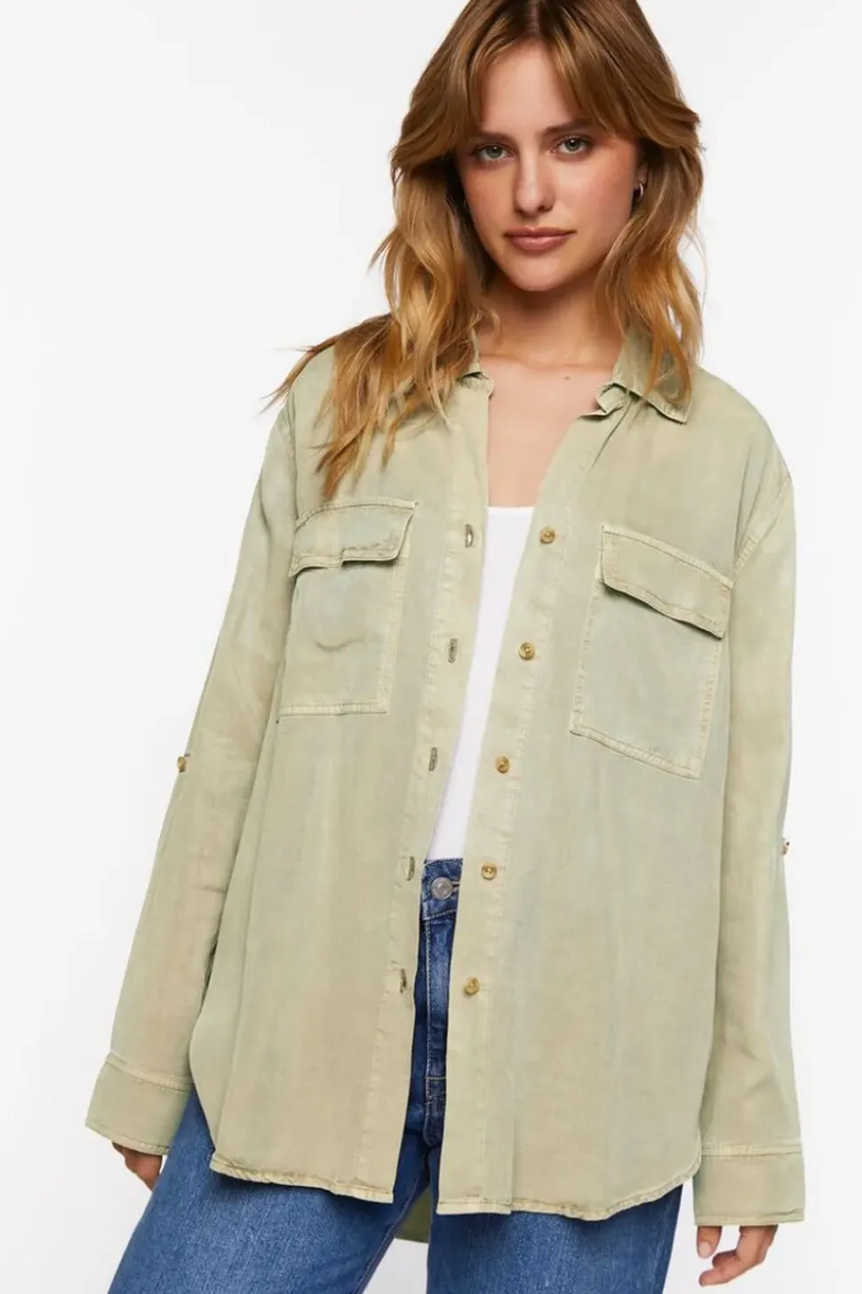 Long-Sleeve Dolphin-Hem Shirt