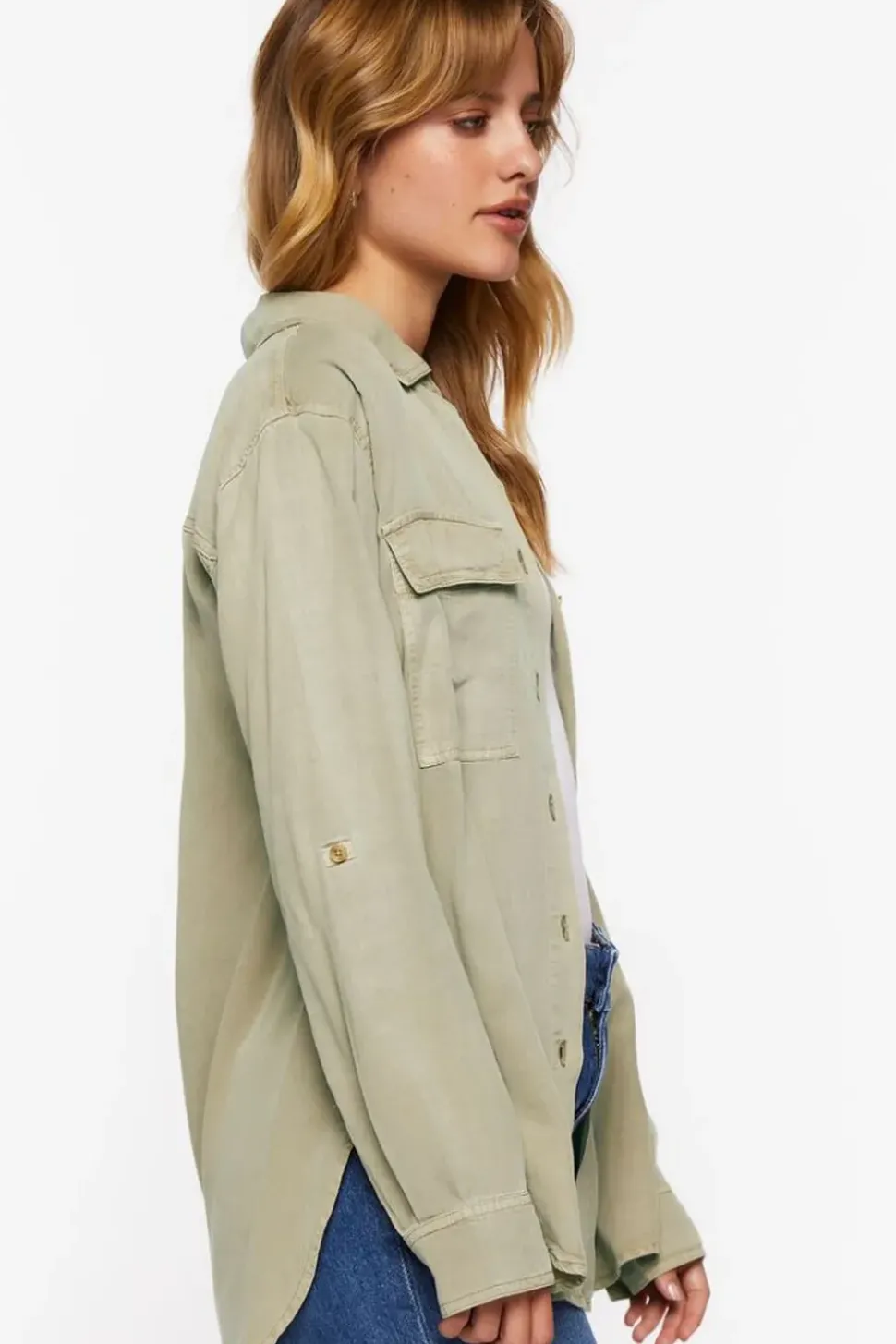 Long-Sleeve Dolphin-Hem Shirt