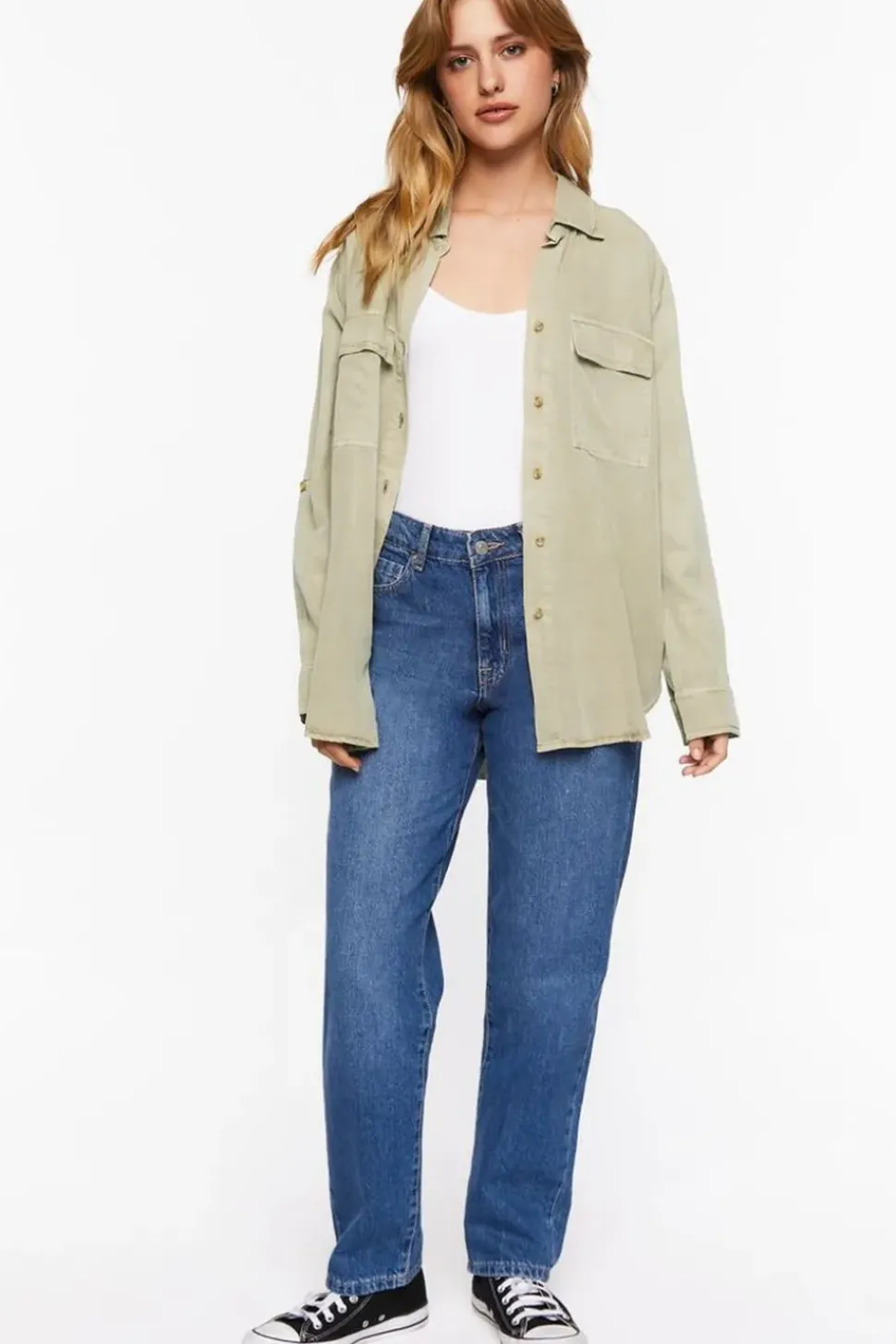Long-Sleeve Dolphin-Hem Shirt