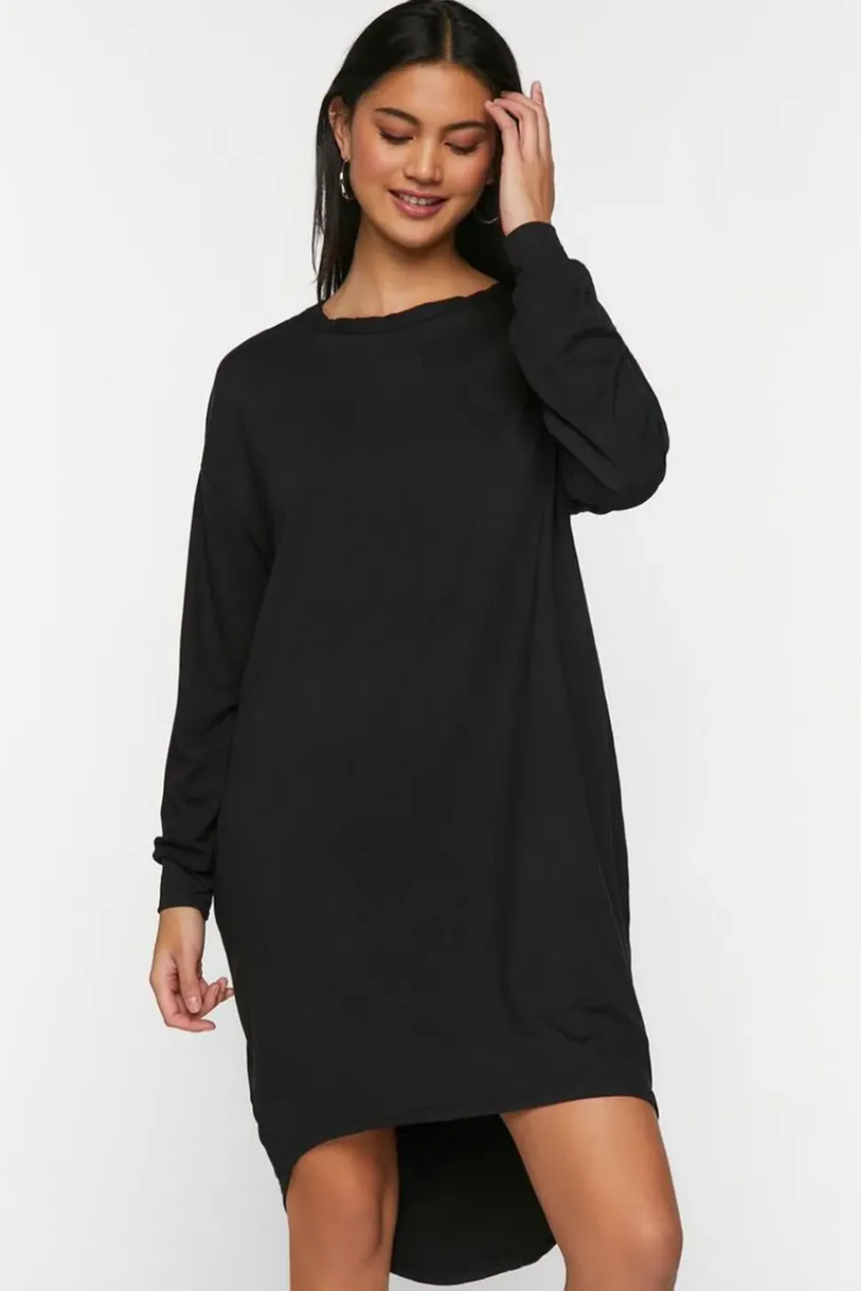 Long-Sleeve High-Low T-Shirt Dress