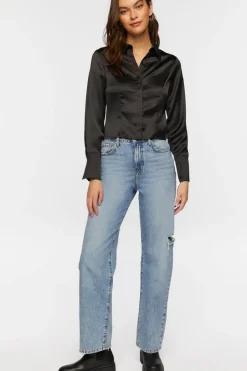 Long-Sleeve Satin Shirt