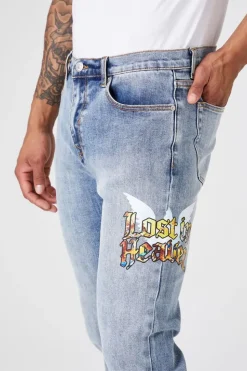 Lost In Heaven Graphic Slim Jeans