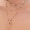 Love Butterfly Pendant Layered Necklace