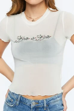Love Is Love Embroidered Mesh Tee