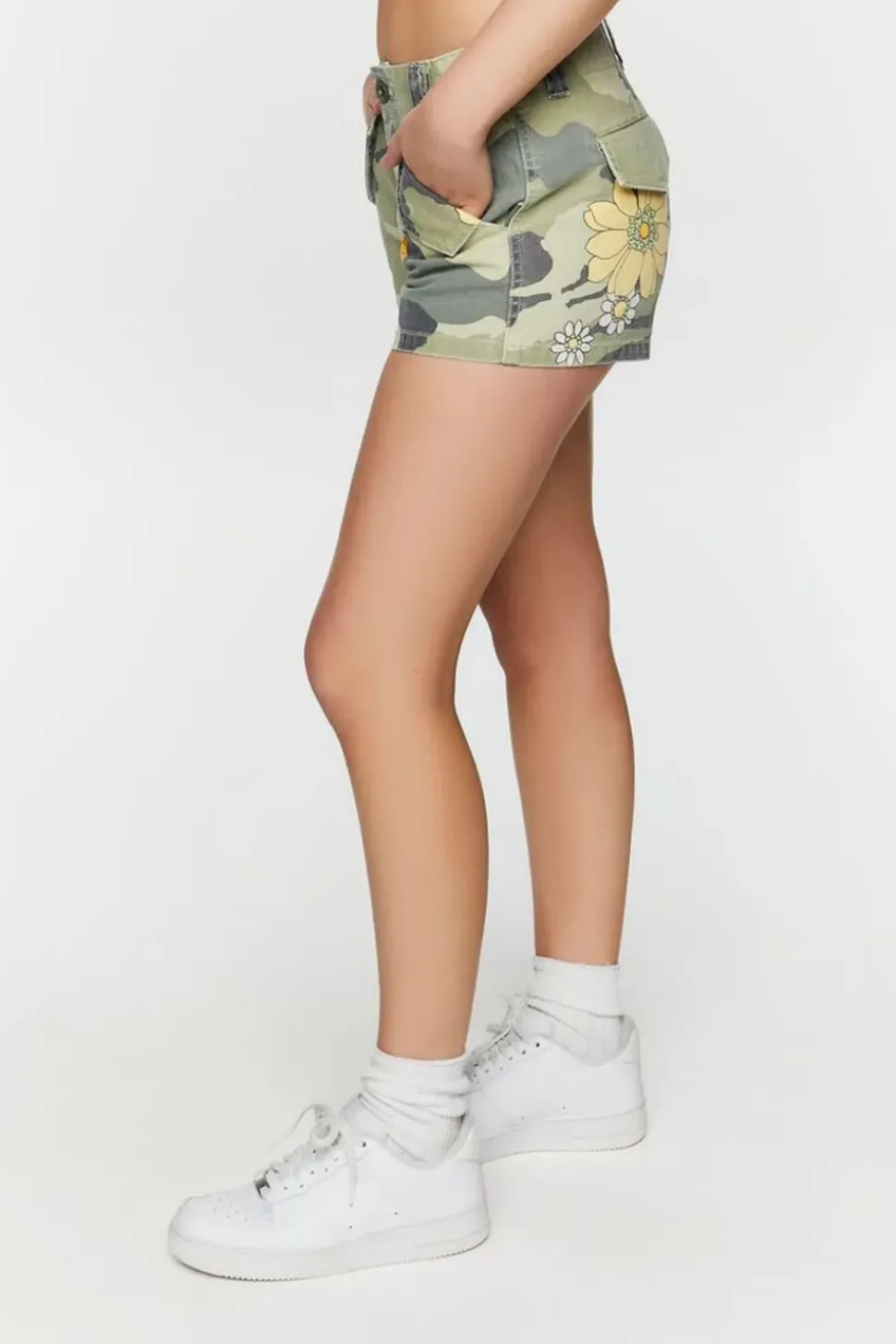Low-Rise Floral Camo Print Shorts