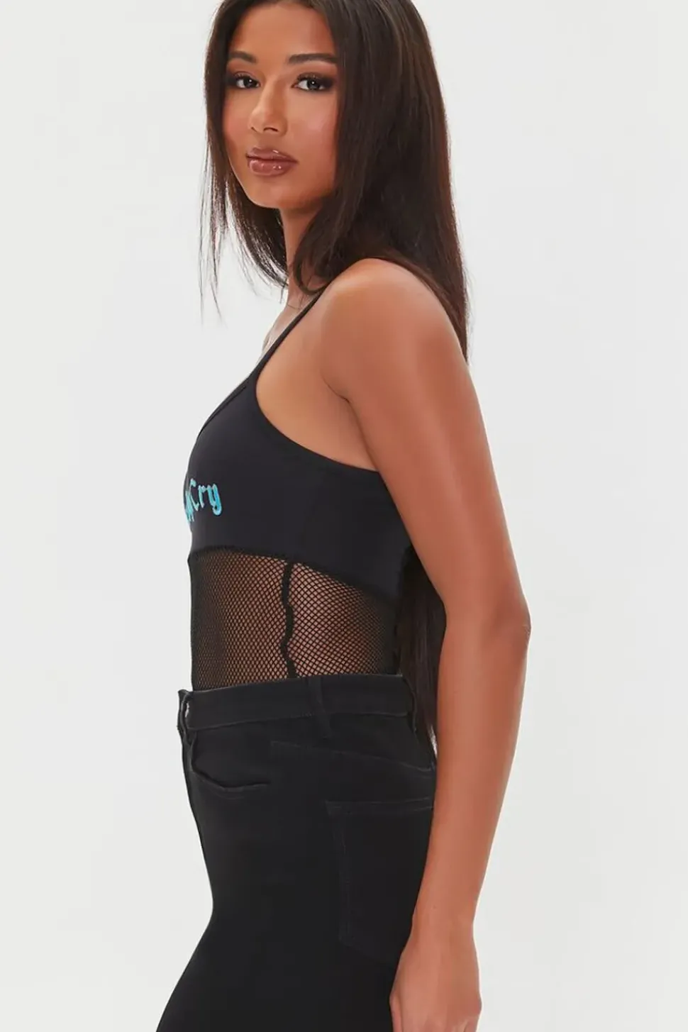 Make Boys Cry Graphic Mesh Bodysuit