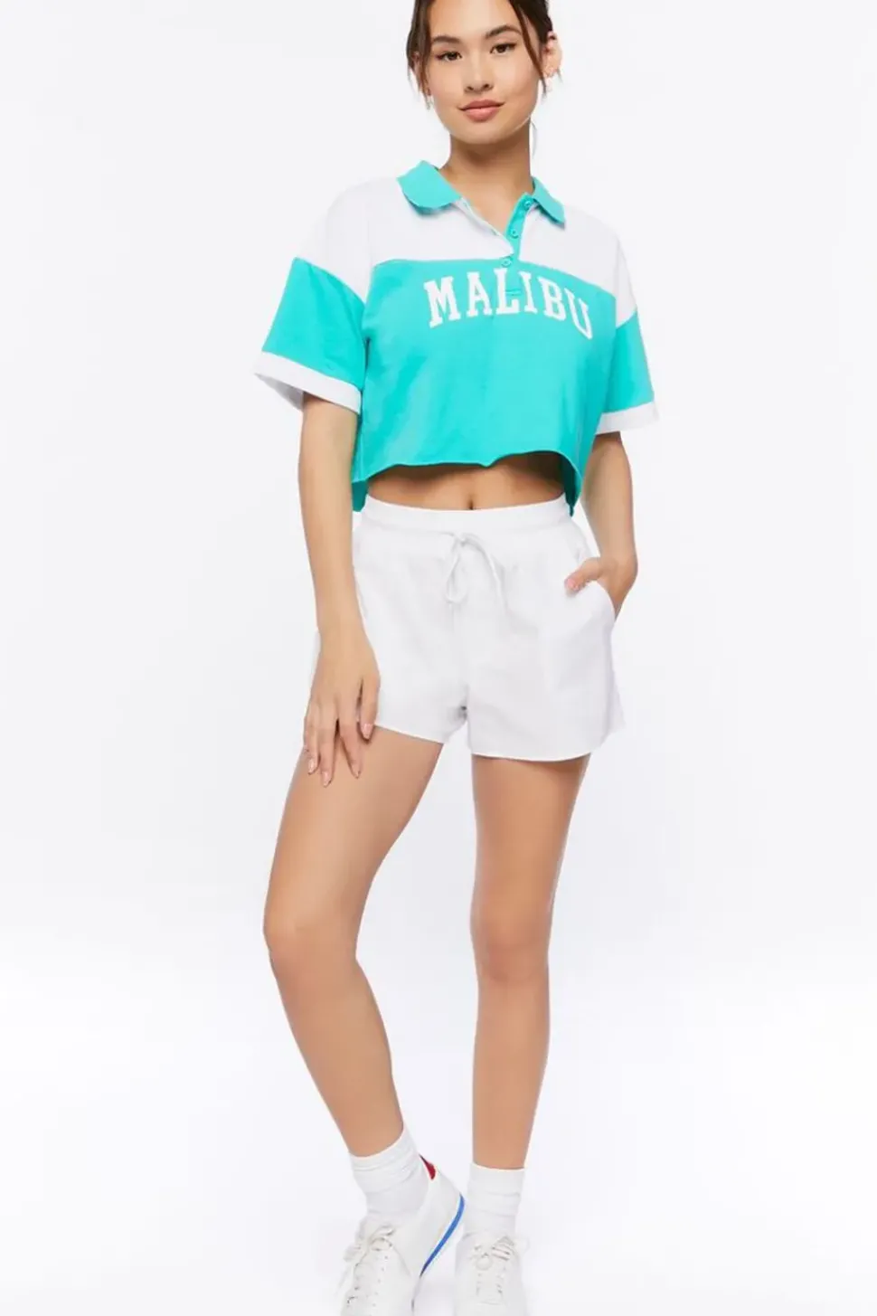 Malibu Graphic Cropped Polo Shirt