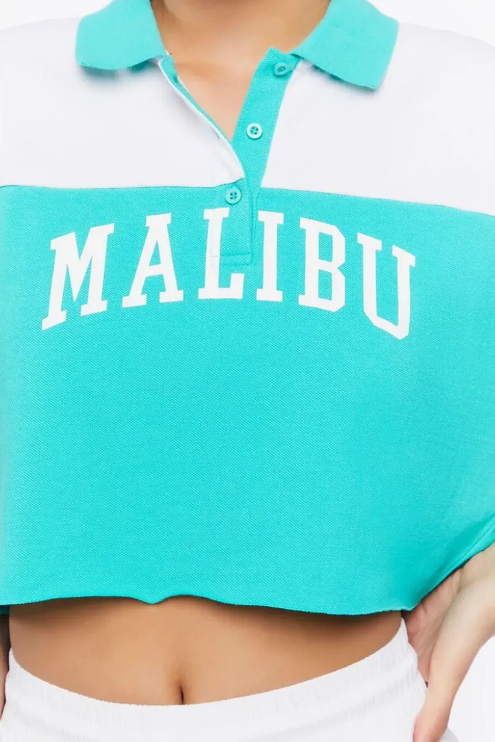 Malibu Graphic Cropped Polo Shirt