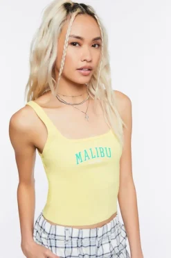 Malibu Graphic Cropped Tank Top