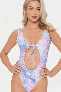 Marble Cutout One-Piece Swimsuit