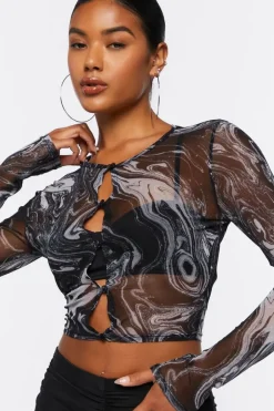 Marble Mesh Crop Top