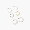 Marble Open-End Hoop Earring Set